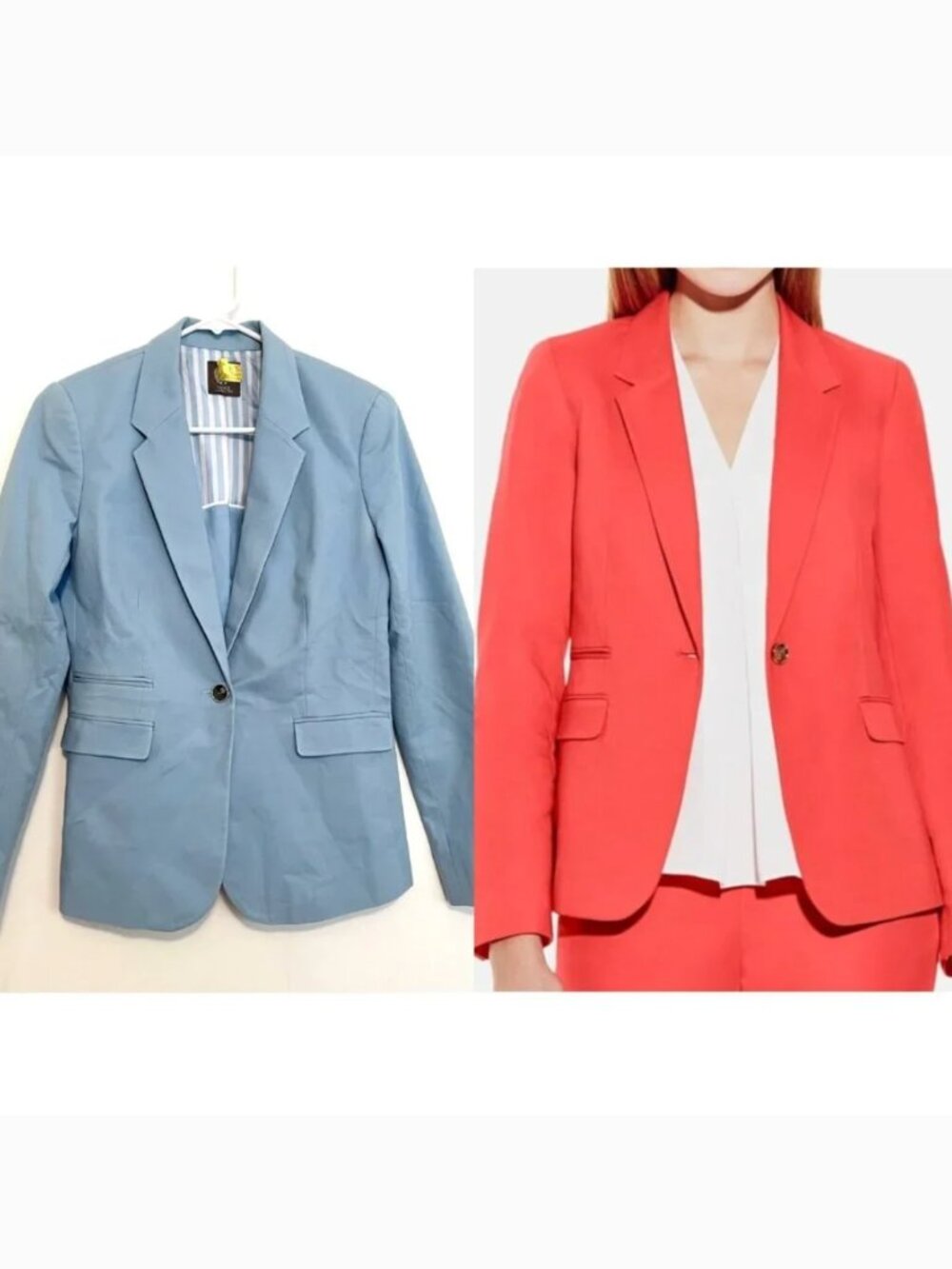 VINCE CAMUTO One Button Blazer Light Baby Blue Single Button Flap Pockets Jacket